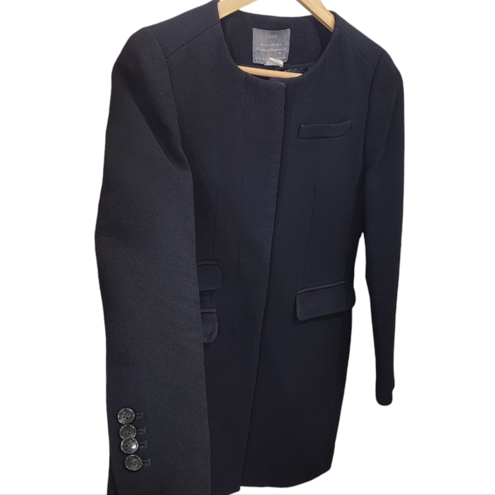 J.Crew Lady’s Symphony Top Coat Black Italian Double-Cloth Wool Blend Si… - Picture 5 of 16